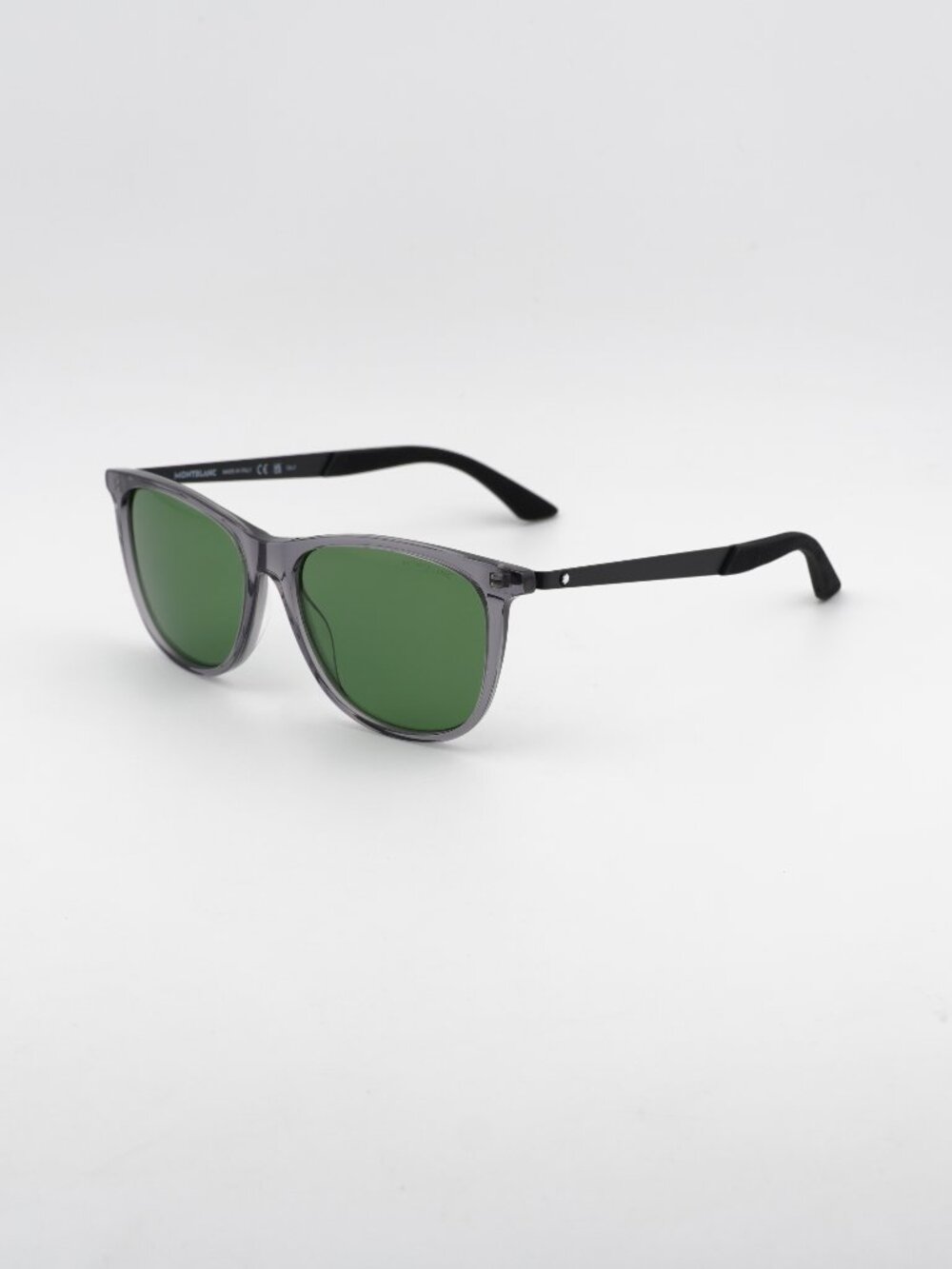 Montblanc MB0330S 002 Sunglasses Grey / Black Square Frame, Green Lenses
